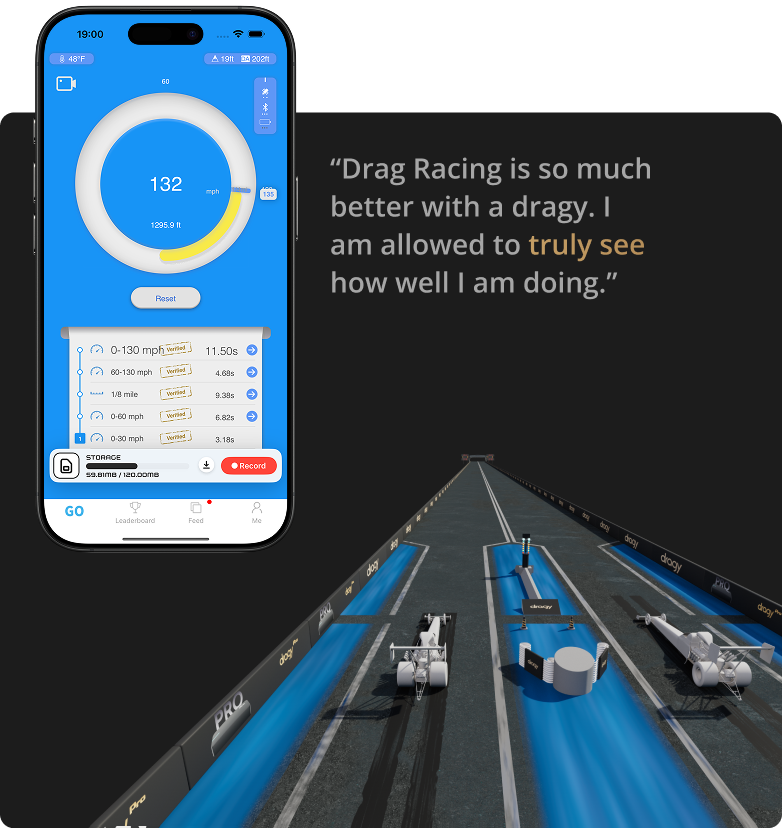 Drag Racing isso much betterwith a dragy. I am allowed totruly see how well l am doing.