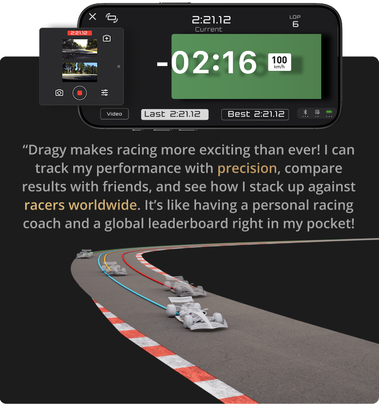 Dragy makes racing more exciting than ever! I can track my performance with precision, compare results with friends, and see how I stack up against racers worldwide. It’s like having a personal racing coach and a global leaderboard right in my pocket!